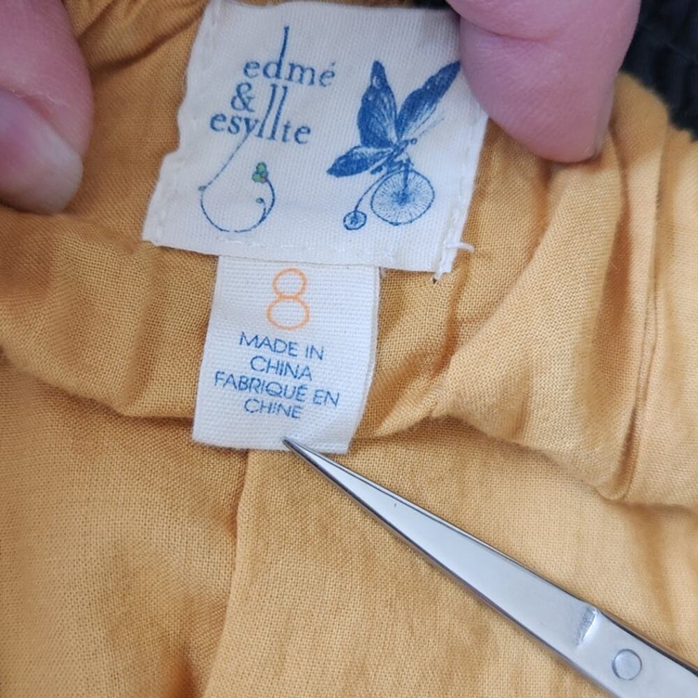 Vintage Anthropologie Edme & Esyllte Pleated Japanese Doll Yellow Black Skirt 8 - Picture 4 of 4